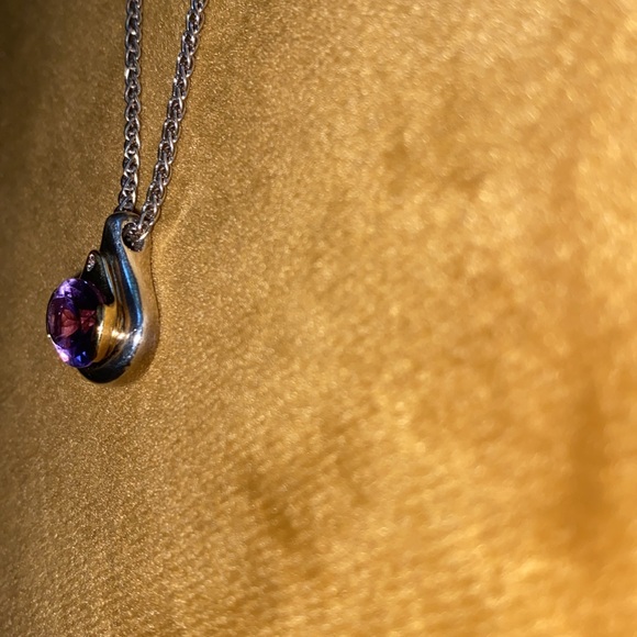 MOVADO amethyst, diamond, ss 925 and gold necklace - Picture 6 of 6